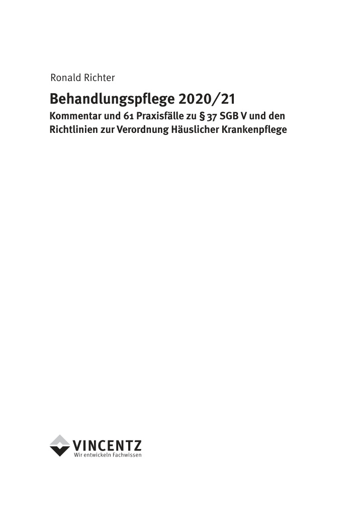 Behandlungspflege 202021 German Edition Ronald Richter Kitap Kapağı