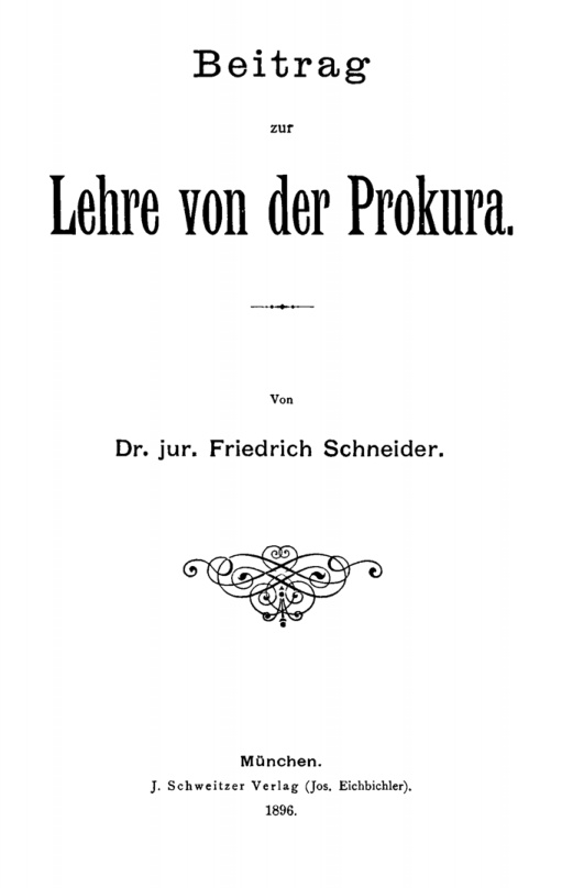 Beitrag zur Lehre von der Prokura German Edition Friedrich Schneider Kitap Kapağı