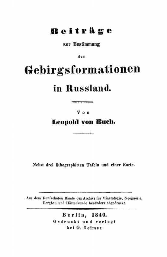 Beitrage zur Bestimmung der Gebirgsformationen in Russland German Edition Leopold von Buch Kitap Kapağı