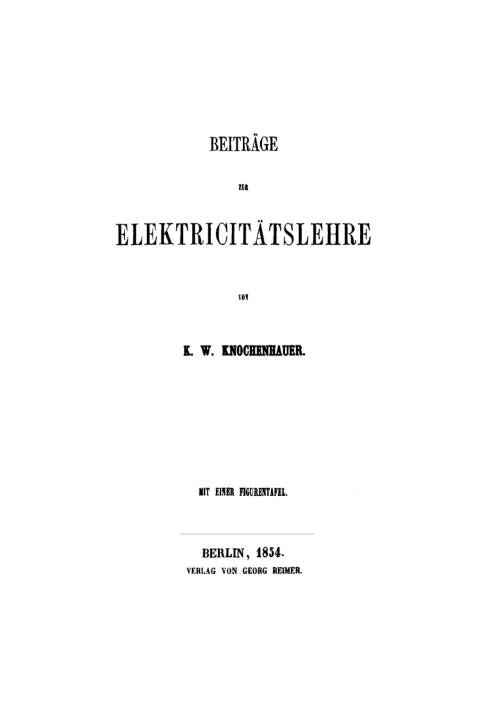 Beitrage zur Elektricitatslehre German Edition K W Knochenhauer Kitap Kapağı