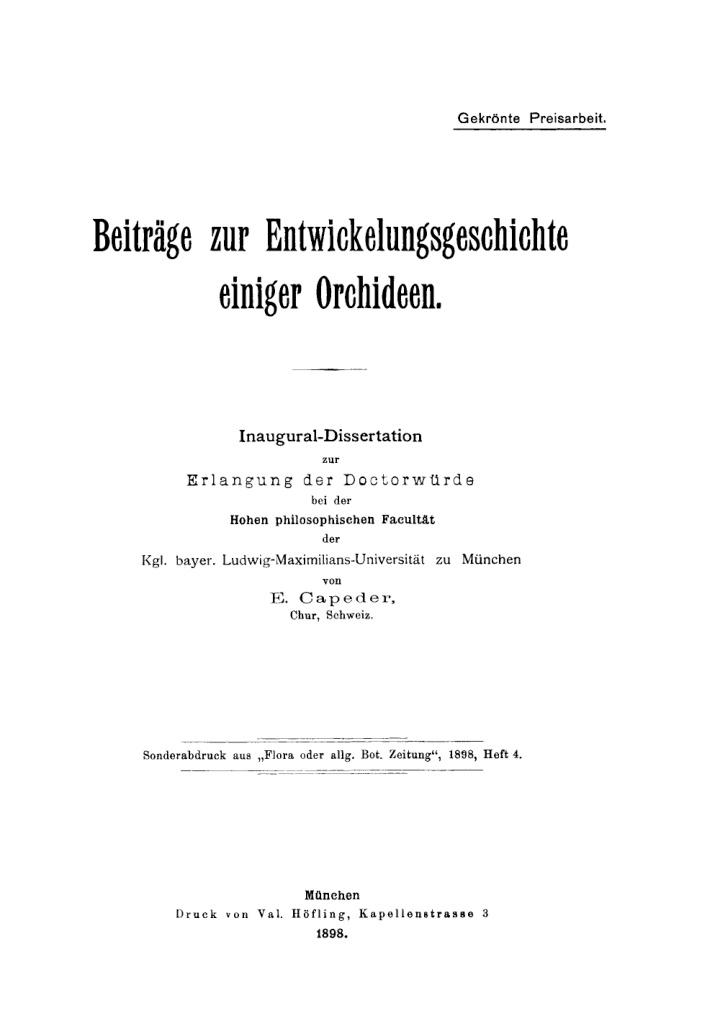Beitrage zur Entwickelungsgeschichte einiger Orchideen German Edition E Capeder Kitap Kapağı