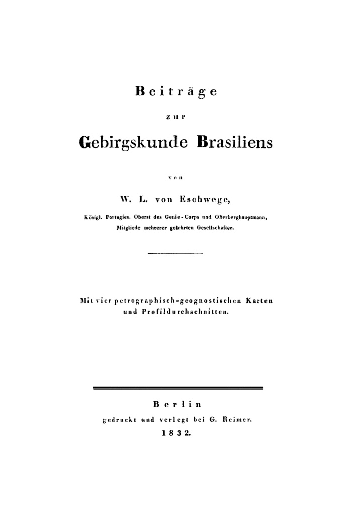 Beitrage zur Gebirgskunde Brasiliens German Edition Wilhelm Ludwig von Eschwege Kitap Kapağı