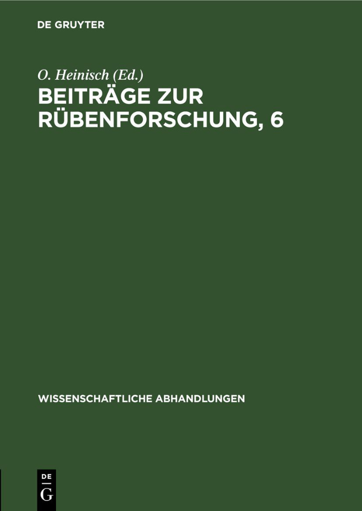 Beitrage zur Rubenforschung 6 German Edition Gottfried Senff Kitap Kapağı