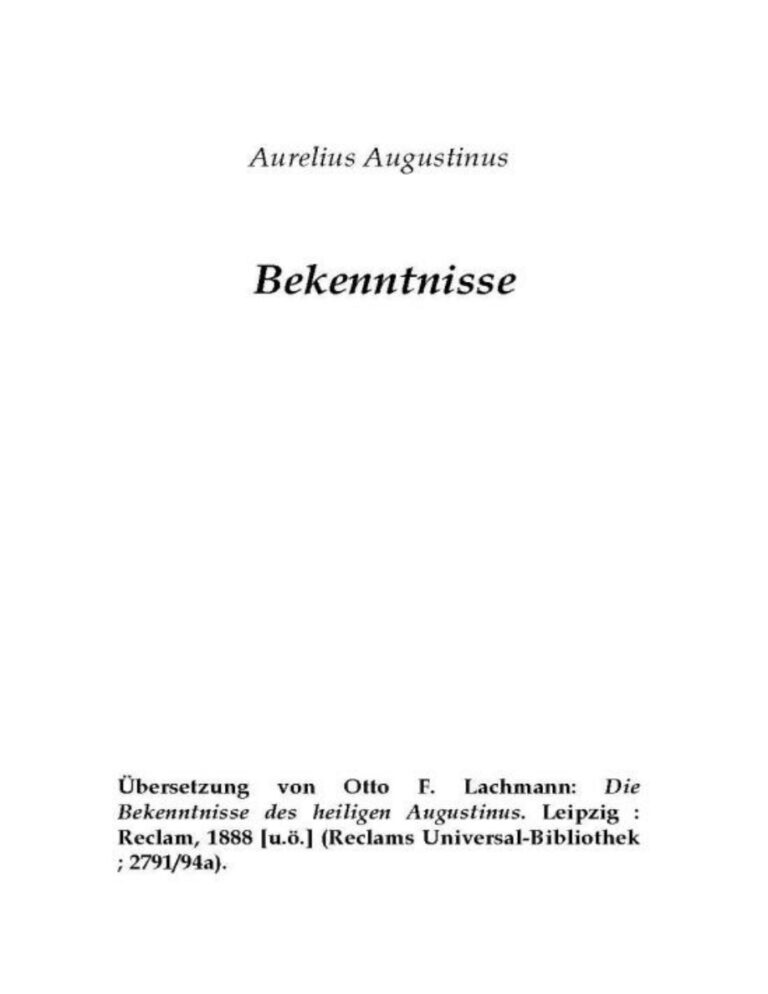 Bekenntnisse Augustinus Aurelius Kitap Kapağı