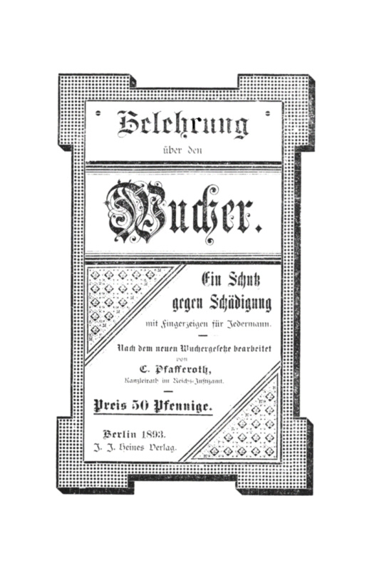 Belehrung uber den Wucher German Edition C Pfafferoth Kitap Kapağı