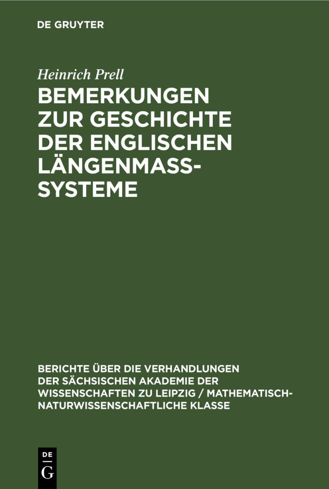 Bemerkungen zur Geschichte der englischen Langenmass Systeme German Edition Heinrich Prell Kitap Kapağı