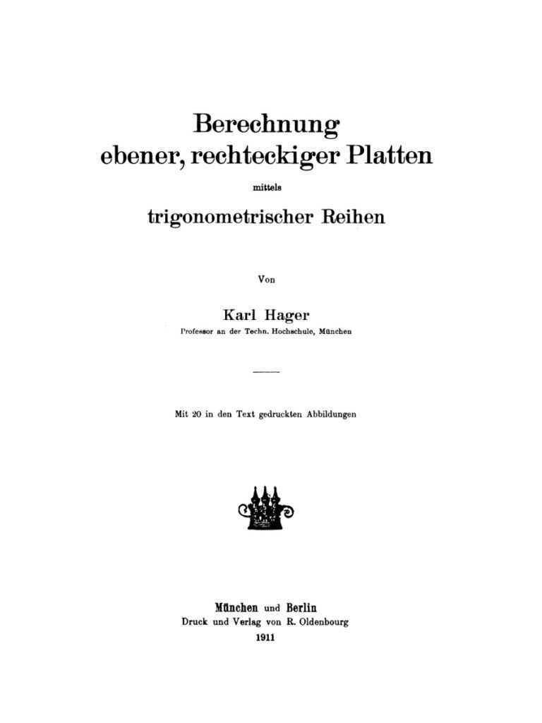 Berechnung ebener rechteckiger Platten mittels trigonometrischer Reihen German Edition Karl Hager Kitap Kapağı