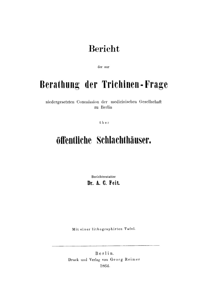 Bericht der zur Berathung der Trichinen Frage niedergesetzten Commission German Edition A E Feit Kitap Kapağı
