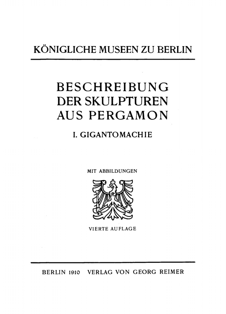 Beschreibung der Skulpturen aus Pergamon 1 Gigantomachie German Edition Kekule von Stradonitz Kitap Kapağı