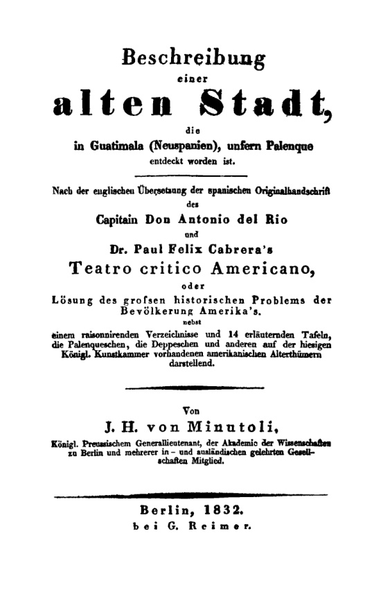Beschreibung einer alten Stadt die in Guatimala unfern Palenque entdeckt worden ist German Edition Antonio del Rio Kitap Kapağı