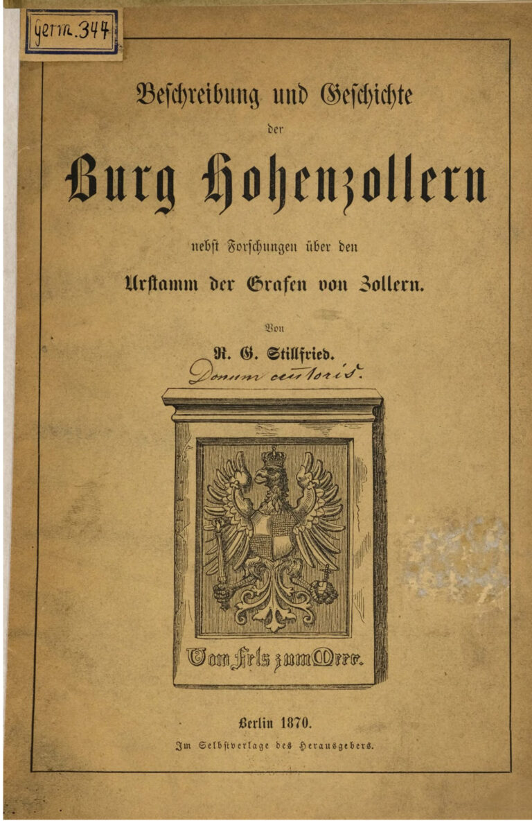 Beschreibung und Geschichte der Burg Hohenzollern nebst Forschungen German Edition Rudolf Maria Bernhard von Stillfried Alcantara Kitap Kapağı