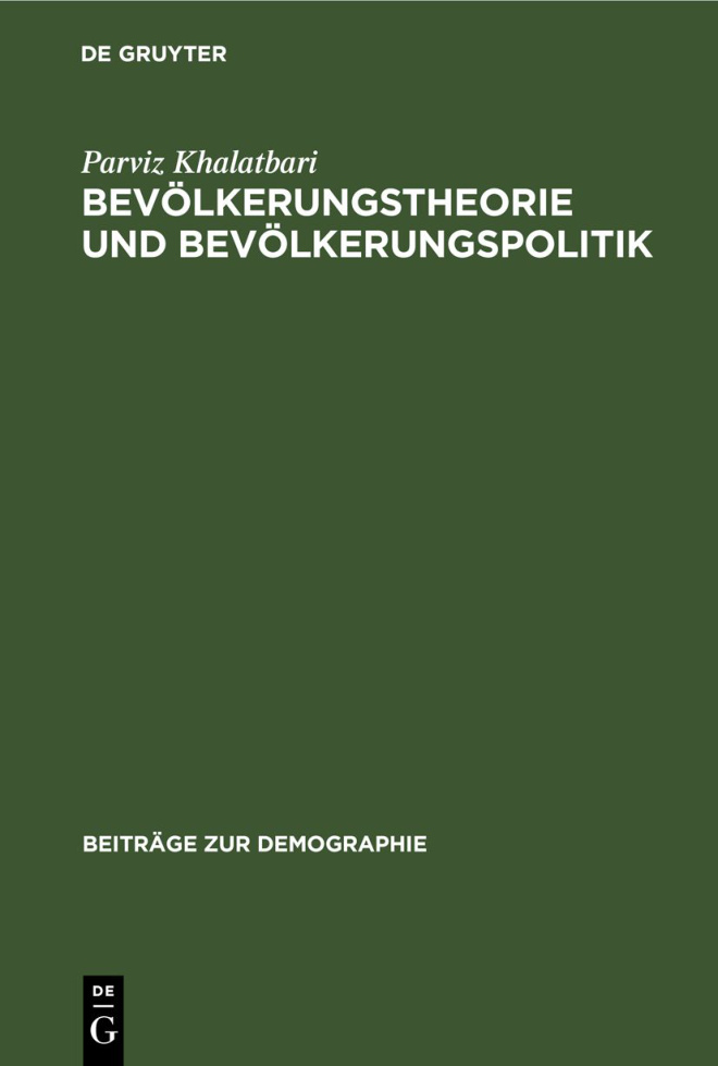 Bevolkerungstheorie und Bevolkerungspolitik German Edition Parviz Khalatbari Kitap Kapağı