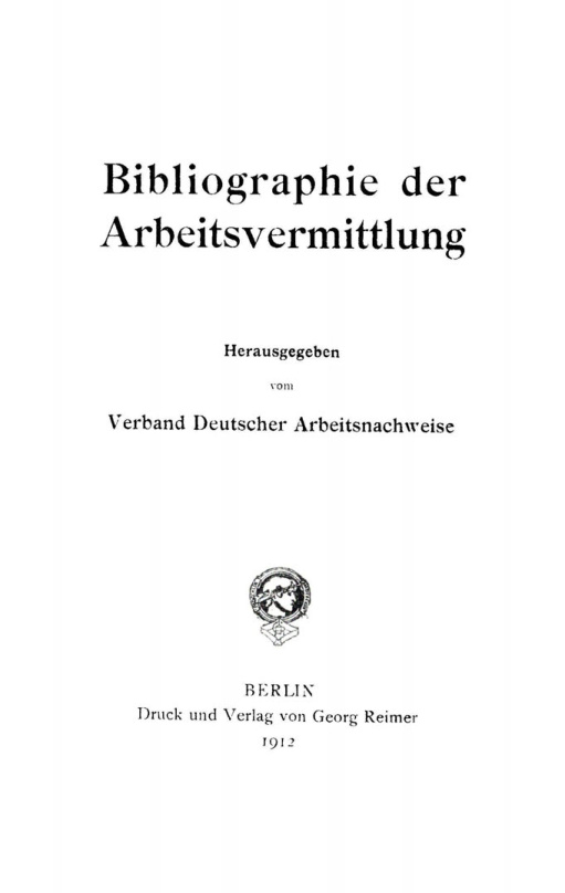 Bibliographie der Arbeitsvermittlung German Edition Verband Deutscher Arbeitsnachweise Kitap Kapağı