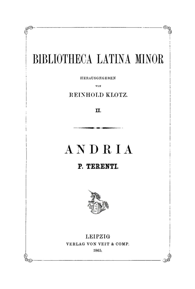 Bibliotheca Latina minor P Terenti Andria German Edition Publius Terentius Afer Kitap Kapağı