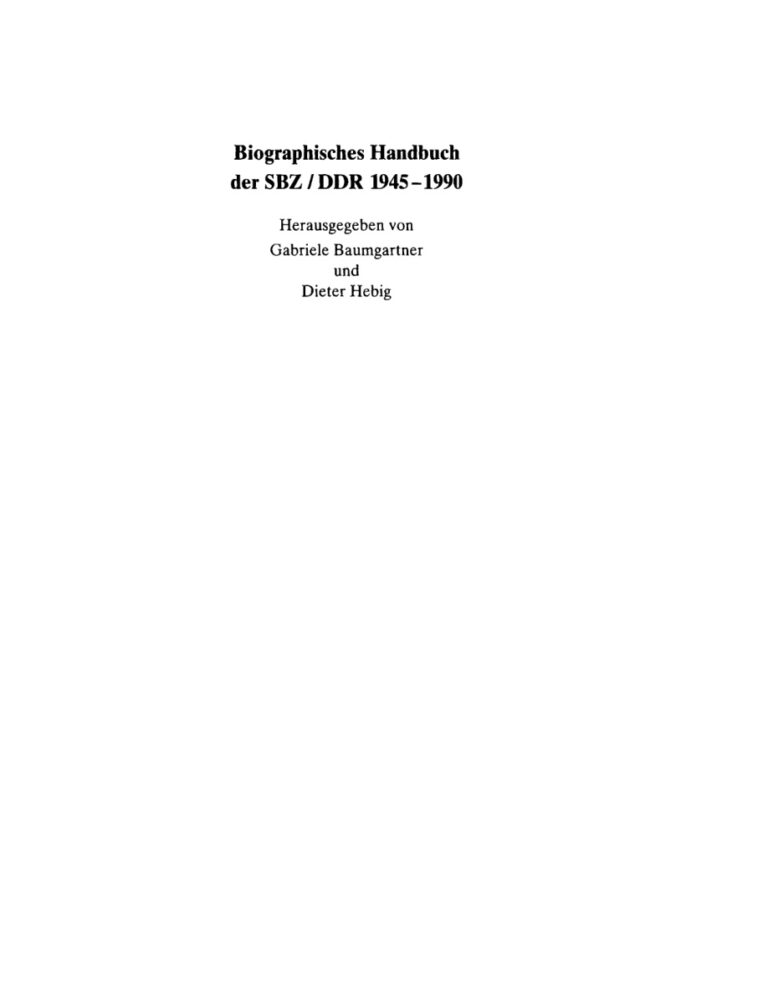 Biographisches Handbuch der SBZDDR Band 12 German Edition Gabriele Baumgartner Kitap Kapağı