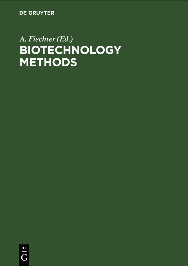 Biotechnology Methods German Edition A Fiechter Kitap Kapağı