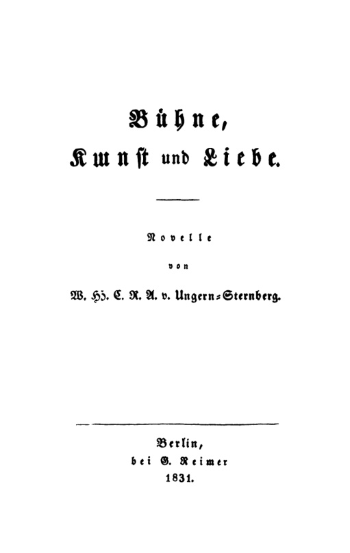 Buhne Kunst und Liebe Novelle German Edition W H C R A Ungern Sternberg Kitap Kapağı