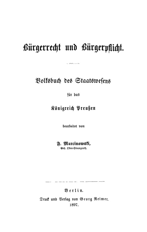 Burgerrecht und Burgerpflicht German Edition F Marcinowski Kitap Kapağı