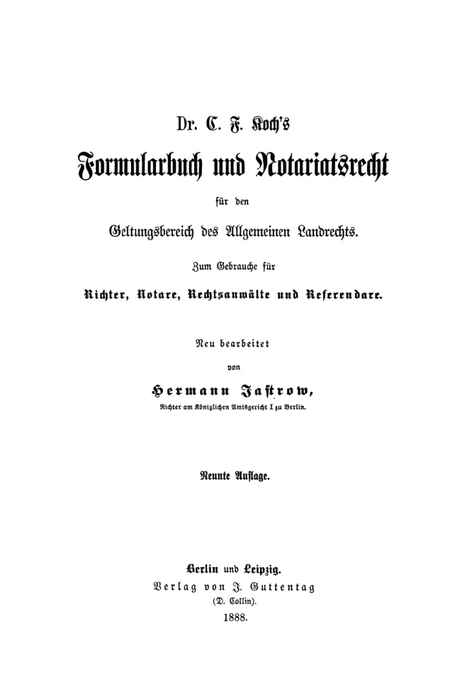 C F Kochs Formularbuch und Notariatsrecht fur den Geltungsbereich des Allgemeinen Landrechts German Edition Christian Friedrich Koch Kitap Kapağı