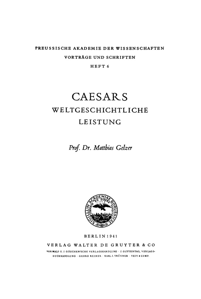 Caesars weltgeschichtliche Leistung German Edition Matthias Gelzer Kitap Kapağı