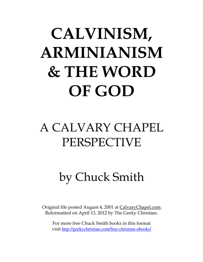 Calvinism Arminianism and The Word of God Chuck Smith Kitap Kapağı