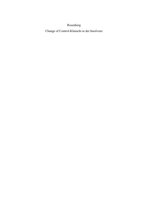 Change of Control-Klauseln in der Insolvenz PDF Download