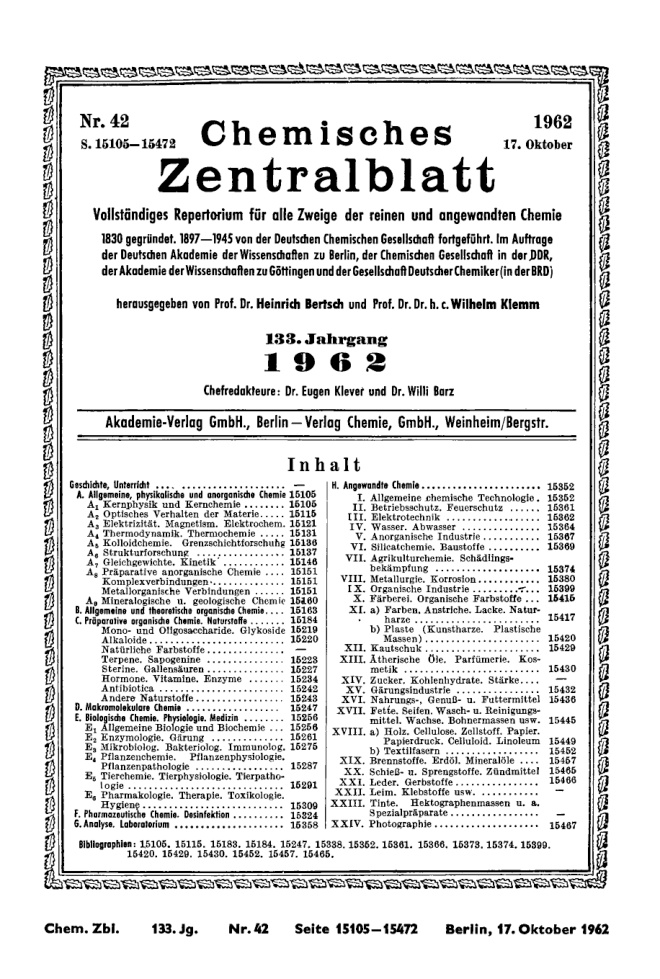 Chemisches Zentralblatt German Edition Heinrich Bertsch Kitap Kapağı