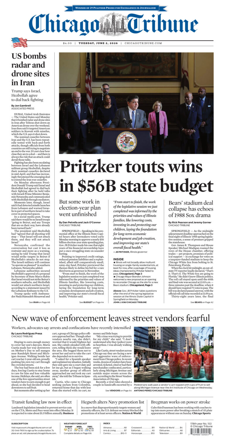 Chicago Tribune June 02 2026 Chicago Tribune Kitap Kapağı