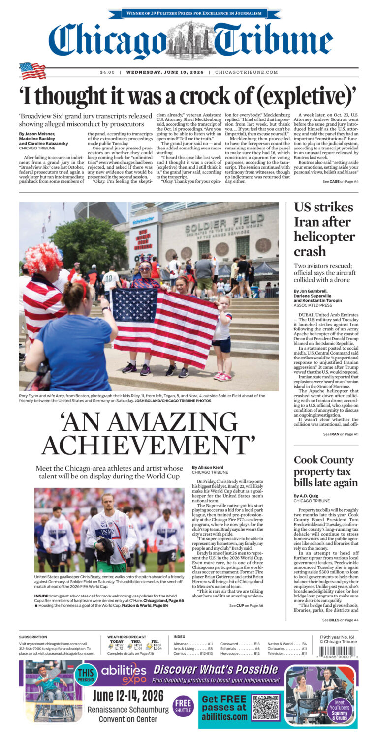 Chicago Tribune June 10 2026 Chicago Tribune Kitap Kapağı