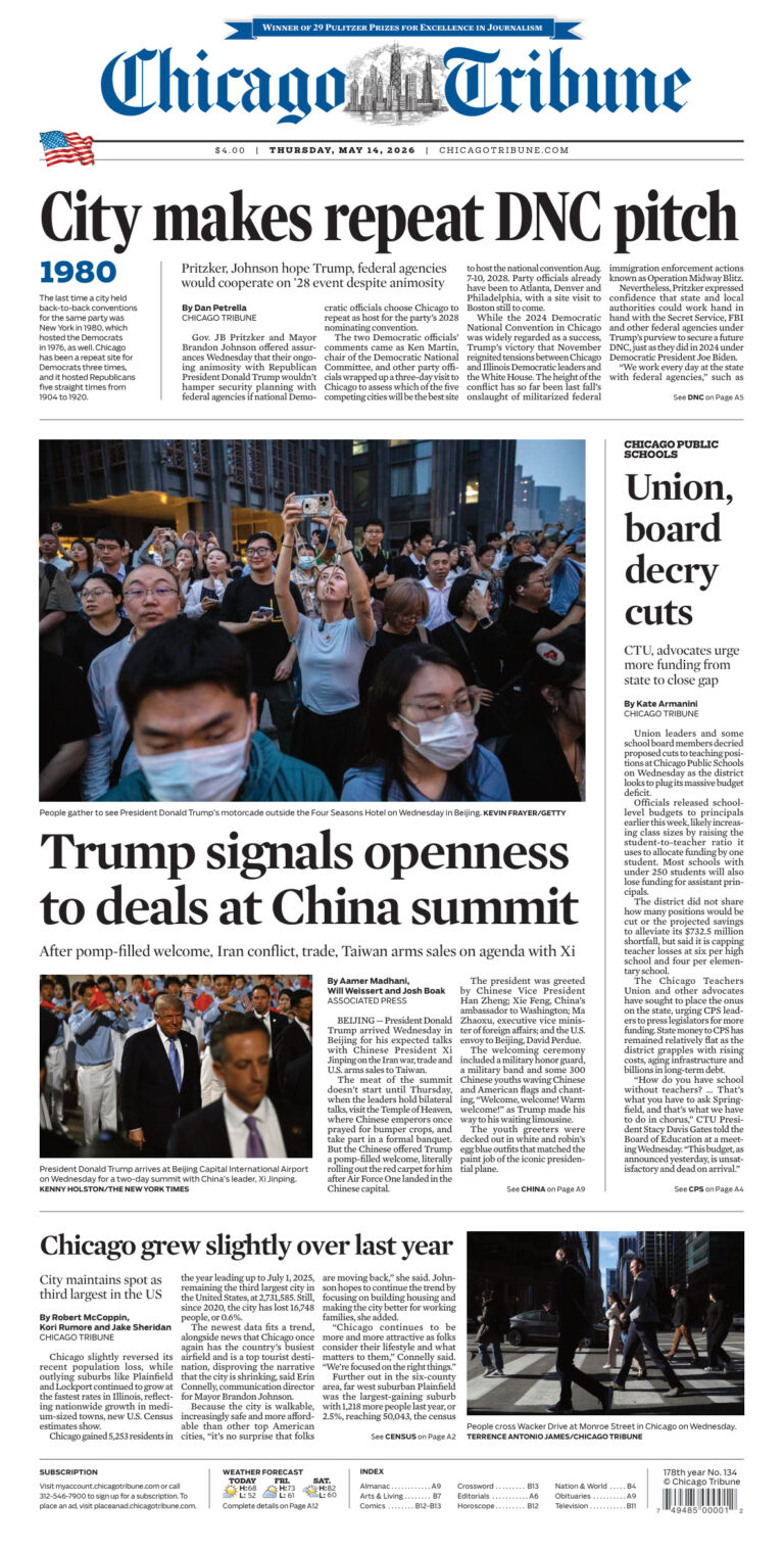 Chicago Tribune May 14 2026 Chicago Tribune Kitap Kapağı