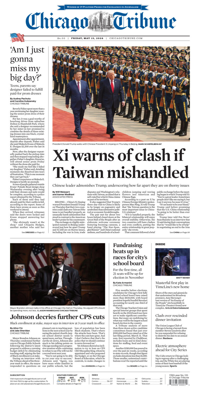 Chicago Tribune May 15 2026 Chicago Tribune Kitap Kapağı