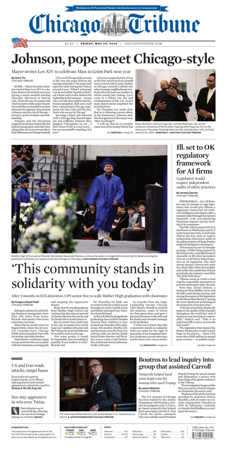 Chicago Tribune May 29 2026 Chicago Tribune Kitap Kapağı