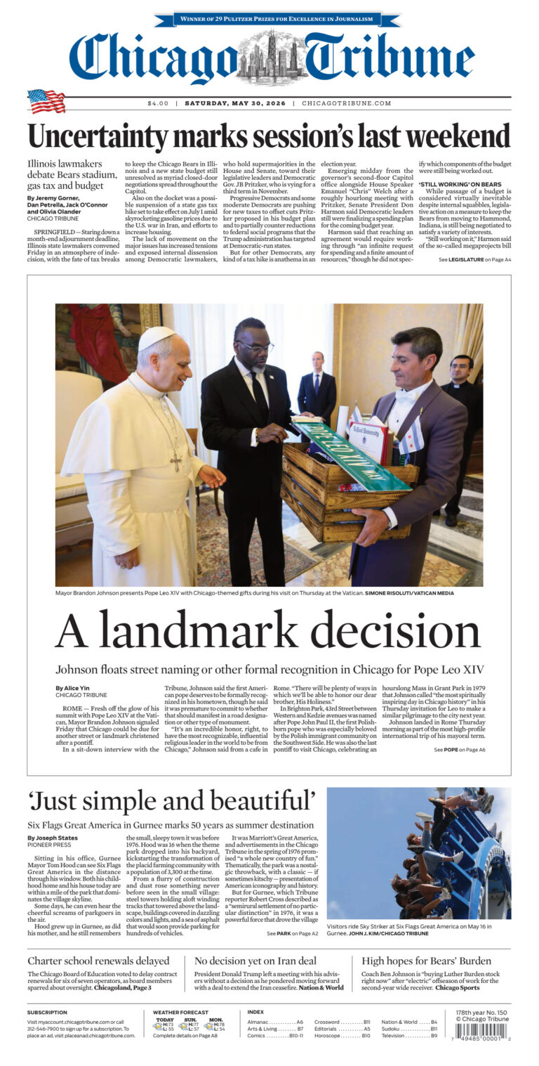 Chicago Tribune May 30 2026 Chicago Tribune Kitap Kapağı