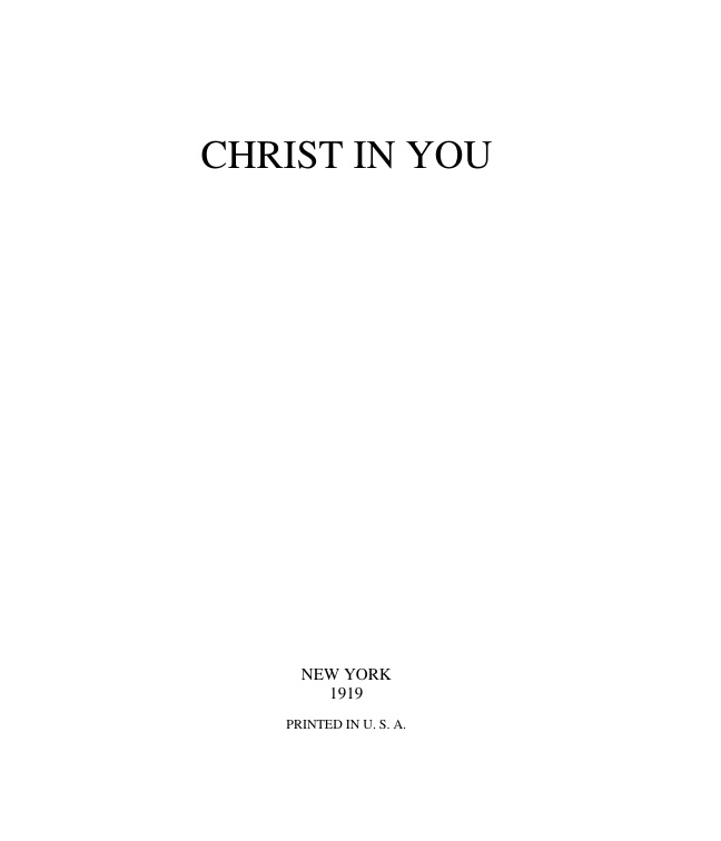 Christ In You Joseph Benner Kitap Kapağı