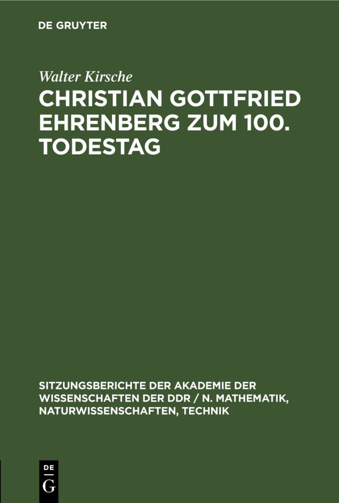 Christian Gottfried Ehrenberg zum 100 Todestag German Edition Walter Kirsche Kitap Kapağı