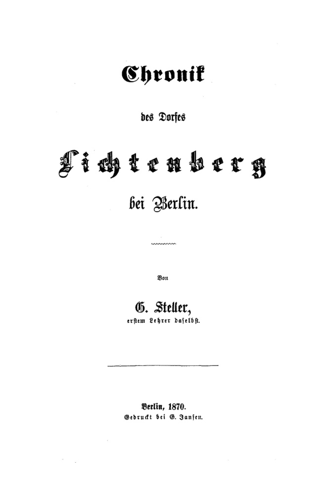 Chronik des Dorfes Lichtenberg bei Berlin German Edition G Steller Kitap Kapağı