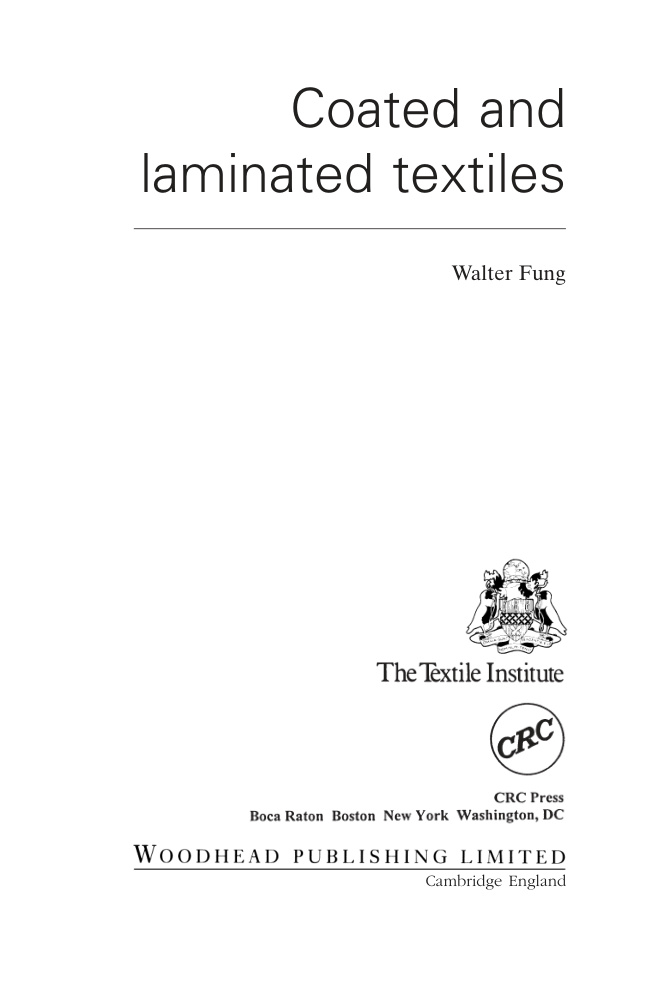 Coated and Laminated Textiles Walter Fung Kitap Kapağı