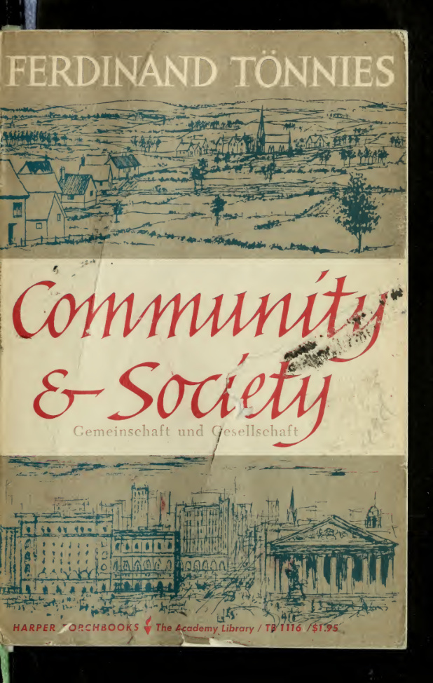 Community and society Gemeinschaft and Geselleschaft Ferdinand Tonnies Kitap Kapağı