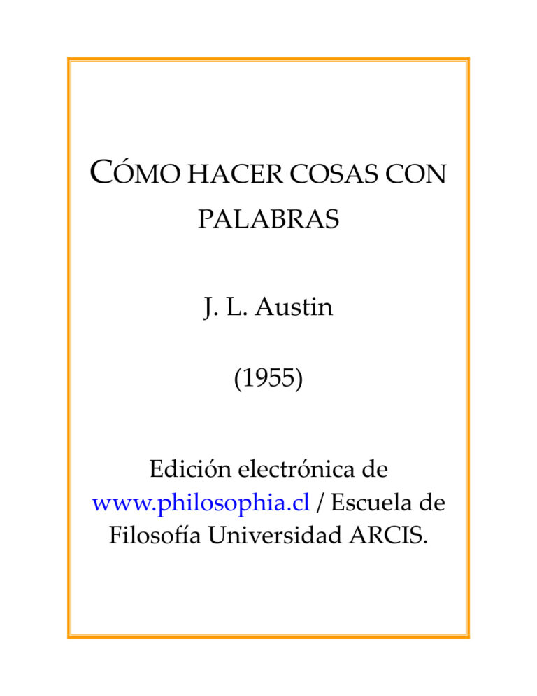 Como hacer cosas con palabras Spanish Edition J L Austin Kitap Kapağı