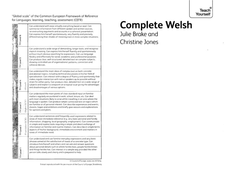Complete Welsh Beginner to Intermediate Course Learn to read write speak and understand a new language Teach Yourself Christine Jones Kitap Kapağı