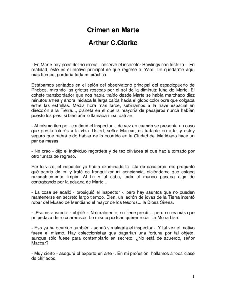 Crimen En Marte Arthur C Clarke Kitap Kapağı