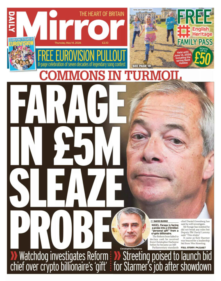Daily Mirror 14 May 2026 Daily Mirror Kitap Kapağı