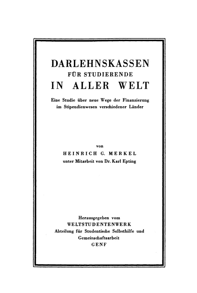 Darlehnskassen fur Studierende in aller Welt German Edition Heinrich G Merkel Kitap Kapağı