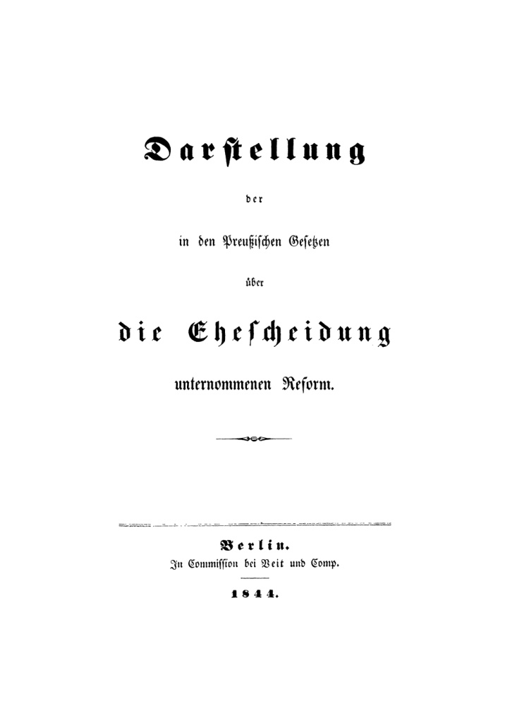 Darstellung der in den Preussischen Gesetzen uber die Ehescheidung unternommenen Reform German Edition Friedrich Carl von Savigny Kitap Kapağı