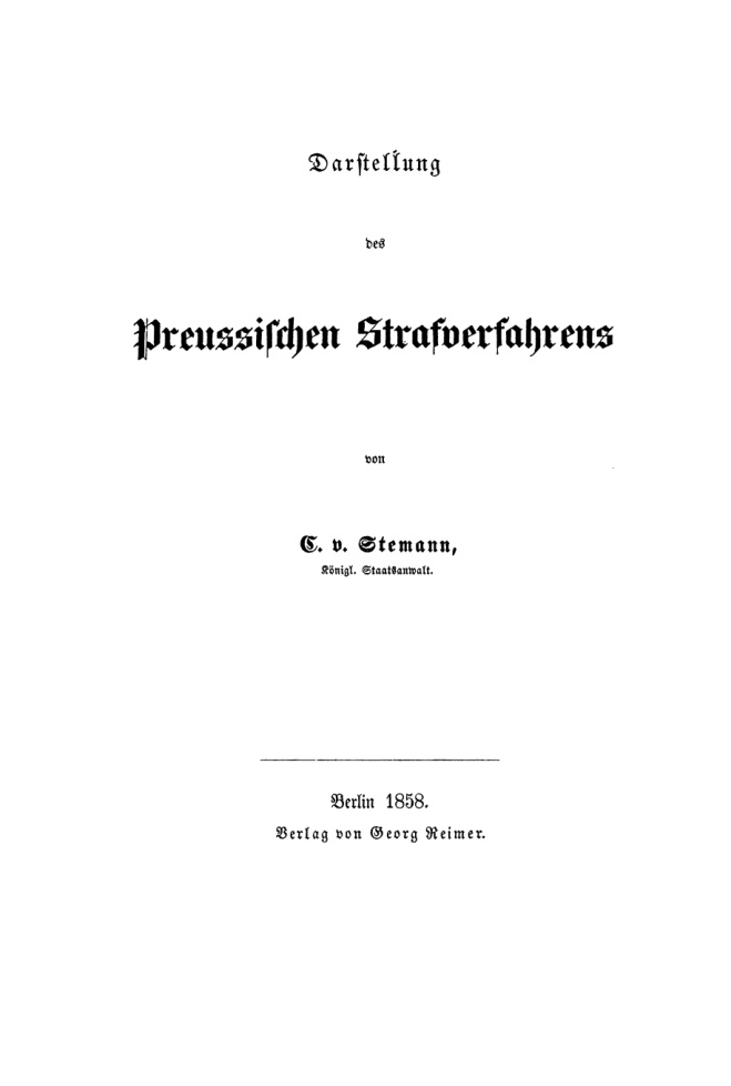 Darstellung des preussischen Strafverfahrens German Edition C v Stemann Kitap Kapağı