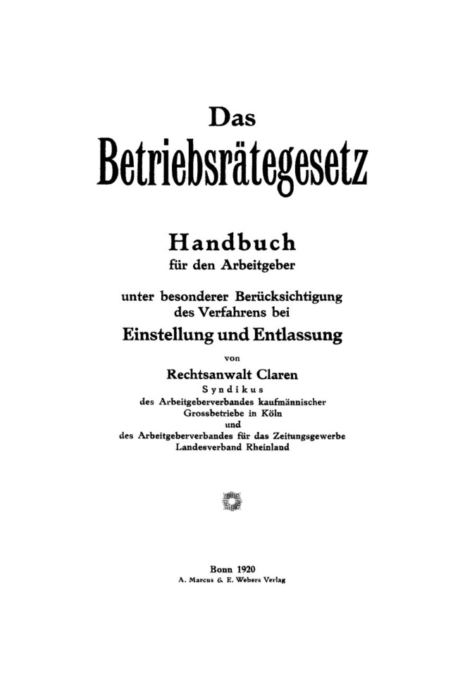 Das Betriebsrategesetz German Edition Gerhard Claren Kitap Kapağı