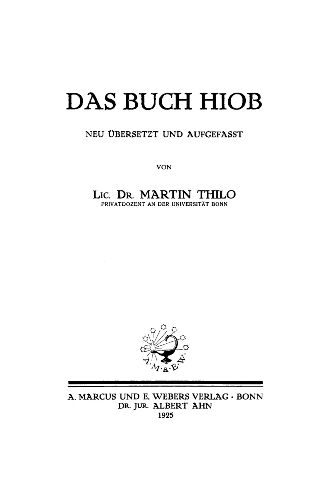 Das Buch Hiob German Edition Martin Thilo Kitap Kapağı