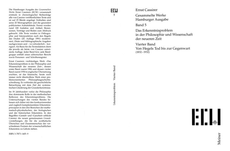 Das Erkenntnisproblem in der Philosophie und Wissenschaft der neueren Zeit Vierter Band German Edition Ernst Cassirer Kitap Kapağı