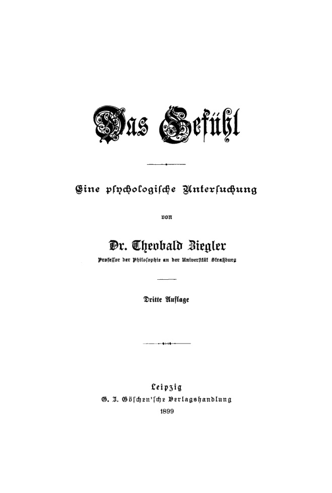 Das Gefuhl German Edition Theobald Ziegler Kitap Kapağı