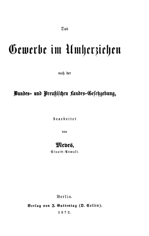Das Gewerbe im Umherziehen nach der Bundes und preussischen Landes Gesetzgebung German Edition Karl Oskar Meves Kitap Kapağı